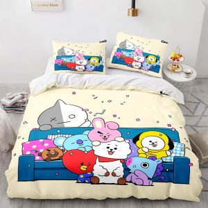BT21 Bedding Set Single Double King Duvet Cover Quilt Cover